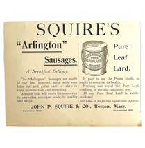 Squire&#39;s Arlington Sausages 1894 Advertisement Victorian Boston Masd ADB... - £9.91 GBP