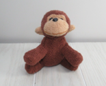 Small Mini seated Plush brown monkey tan face ears black plastic eyes no... - $9.89