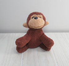 Small Mini seated Plush brown monkey tan face ears black plastic eyes nose READ - £7.82 GBP