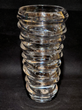 NACHTMANN 10&quot; Vase Contemporary Crystal Clear, Cut Spiral Slice Swirl Pattern - $26.71