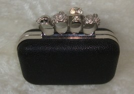 EXPRESSIONS NYC Skull four Ring clutch metal handle small evening bag - $19.79