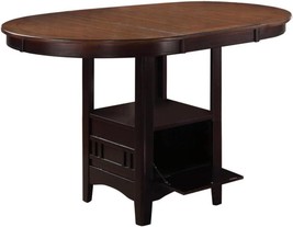 Dark Chesnut And Espresso Lavon Counter Height Table With Storage Base. - £259.91 GBP