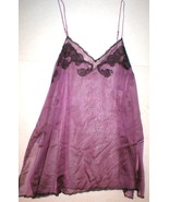 New NWT $395 Designer Josie Natori Silk Lace Womens L Purple Chemise Gow... - £312.58 GBP