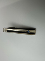 Vintage Silver Blue Stone Accent Tie Clip Bar  BB6 - £8.28 GBP