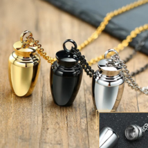 Quality Stainless Steel Earthen Jar Memorial Cremation Urn Pendant Neckl... - $24.99