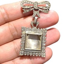 Antique  Art Deco marked sterling silver dangling square Frame locket bo... - £109.51 GBP