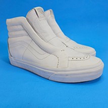 Vans Sk8-Hi Triple White Leather Laceless Sneakers Men 6.5 Women 8 Shoes - $25.72