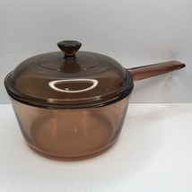 Vintage Pyrex Vision Corning Ware 1.5L Amber Glass Saucepan With Lid Kitchen B30 - £31.96 GBP