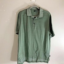 Izod Mens Golf Sz M Green White Polo Half Button Shirt 100% Cotton - £11.50 GBP