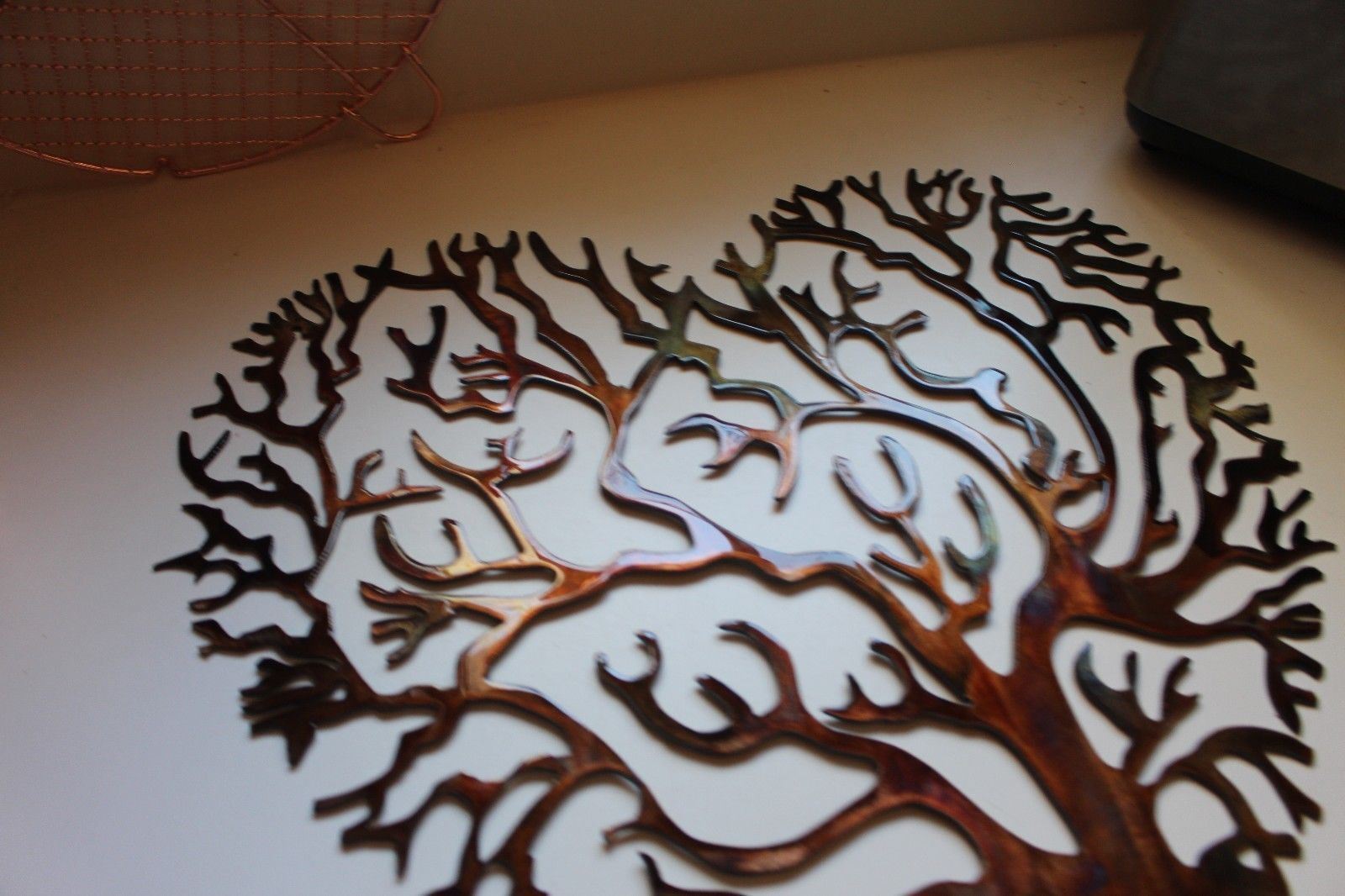 Living Tree Coral Branch Heart Metal Wall Art Decor Copper/Bronze 20" Item image 5