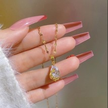 18K Gold Plated Peacock Crystal Teardrop Pendant Necklace for Women - £9.70 GBP