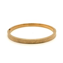 Vintage Signed 14k Gold Filled Marathon Victorian Brush Etched Bangle Bracelet 7 - £55.19 GBP