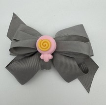 Gray Sanrio Pink Yellow Swirl Face My Melody 4” Hair Clip Bow Hello Kitty - £4.60 GBP