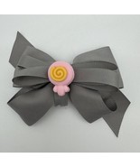 Gray Sanrio Pink Yellow Swirl Face My Melody 4” Hair Clip Bow Hello Kitty - £4.43 GBP