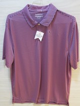 Saddlebred Performance XL Short Sleeve pink blue striped polo shirt small flaw - $20.78