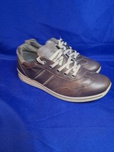  ECCO Womens Silver Platinum Leather Tennis Sneaker Shoe Trail Walking Size 40  - £21.90 GBP