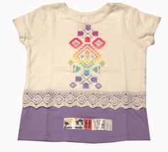 Garanimals Toddler Girl Short Sleeve Crohet Trim Graphic Tee White NWT - £4.66 GBP