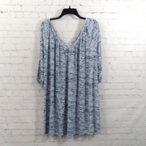 H By Halston Dress Womens Small Blue White Space Dye V Neck Knit Oversiz... - $24.99