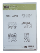 Stampin Up Yippee Skippee Rubber Cling Stamps Set Greetings Phrases Birthday - £4.84 GBP