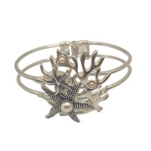 Starfish Coral Faux Pearl-Embellished Silver Tone Bracelet - $13.36