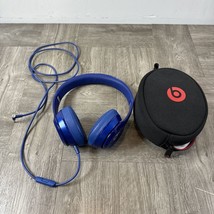 Beats By Dr Dre Solo HD Headphones Blue W/ Case &amp; Aux Cable Tested - £36.97 GBP