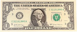 $1 One Dollar Bill 31101980 birthday anniversary March 11 or October 31,... - £23.91 GBP