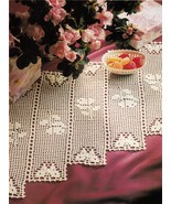 Butterflies Netful 4 Hearts Tray Folk Art Mat Curtain Bedspread Crochet ... - £7.89 GBP