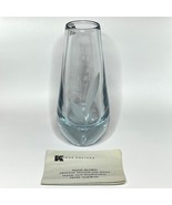 Thick-Walled Handblown Kalmar Crystal Vase Etched Lily of the Valley - $904.23 MXN