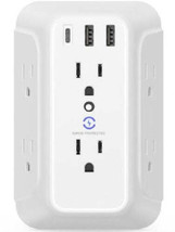 6-Outlet Wall Tap Surge Protector with 3 Fast Charger Ports (2USB-A + 1USB-C) - - £12.82 GBP