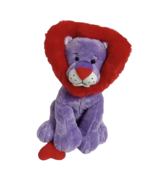 Ganz Tru Love Purple Lion Plush Red Hearts Valentines Day Sweetheart 10&quot; - £8.52 GBP