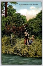 Two Little Boys Fishing It Takes Two To Land One Henn Mariemont OH Postcard D45 - £6.91 GBP