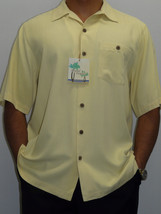 Mens Maze 100% Silk Short Sleeves Shirt By Beyond Paradise 3005 Yellow Casual - £28.46 GBP