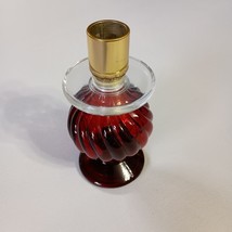 Vintage Avon Cologne Bottle Red  Glass Candlestick Holder Swirl Pattern ... - $181.31 MXN