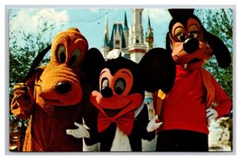 Mickey Mouse Pluto Goofy Disney World Orlando Florida FL UNP Chrome Post... - $2.92