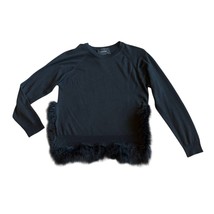 Simone Rocha Black Silk Cashmere Blend Pullover Sweater Feather Trim Siz... - $125.00