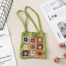 Crochet Granny Square Mini Tote Bag Green - £22.94 GBP