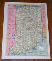 1953 Vintage Map Of Indiana / Verso Iowa - £18.75 GBP