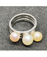 QVC Set of 3 Pearl Stacking Rings Size 6 Pink, Champagne, White ER 925 - €28,51 EUR