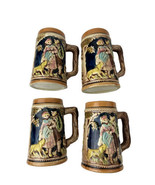 Vtg German Style Beer Mug Steins Heidelberg Schloss Set Of 4 Japan Dog &amp;... - $517.41 MXN