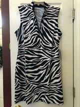 NWT Ladies IBKUL ZAZU BLACK & WHITE Zebra Sleeveless Mock Golf Dress - M L & XL  image 2