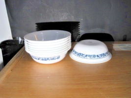 6 Corelle Blue Onion 6-1/4&quot; Cereal Bowls Corning Ware Made in USA - £27.69 GBP
