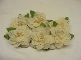 Vintage Handmade Napkin Rings Set of 6 Cream White w Grey Dot Beaded Pol... - $368.72 MXN