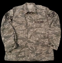 U.S. AIR FORCE UTILITY JACKET CAMO L BUTTON DOWN POCKETS WINGS PATCHES M... - £17.40 GBP