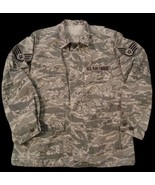 U.S. AIR FORCE UTILITY JACKET CAMO L BUTTON DOWN POCKETS WINGS PATCHES M... - $21.78