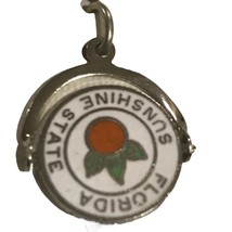 Sterling Silver Florida Sunshine State Hard Enamel Vacation Charm Made in USA - £15.68 GBP