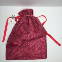 Satin Drawstring Red Polka Dot Gift Bag 18&quot;X12.5&quot; Christmas Birthday Val... - $9.99