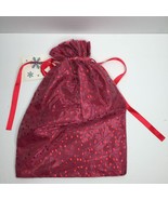 Satin Drawstring Red Polka Dot Gift Bag 18&quot;X12.5&quot; Christmas Birthday Val... - £7.85 GBP