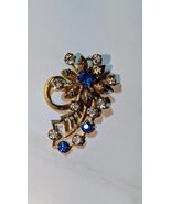 Vintage Rhinestone Shooting Star Floral Brooch - $29.69