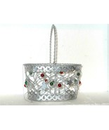 Basket  open weave Mesh Silver Red and Green CHRISTMAS - $328.46 MXN