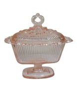 Indiana Glass Lace Edge pink Footed Candy Box Dish &amp; Lid Rectangular Oblong - £26.69 GBP